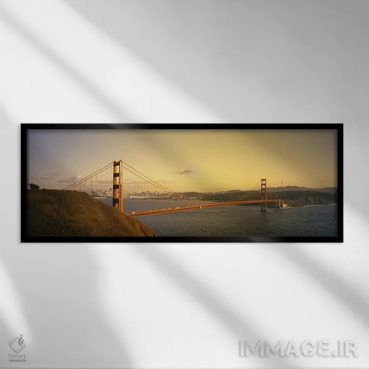 تابلو San Francisco, California, USA,نمای بالا از پل معلق بر فراز دریا، پل گلدن گیت، سانفرانسیسکو، کالیفرنیا، آمریکا اثر پانورامیک ایمجز (استودیو عکاسی عریض) - نمای قابدار مشکی