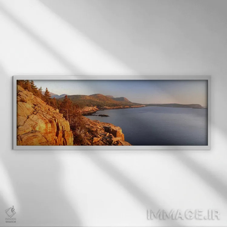 تابلو Mount Desert Island, Acadia National Park, Maine, USA,چشمانداز ساحلی، جزیره مانت دیزرت، پارک ملی آکادیا، مین، آمریکا اثر پانورامیک ایمجز (استودیو عکاسی عریض) - نمای قابدار سفید
