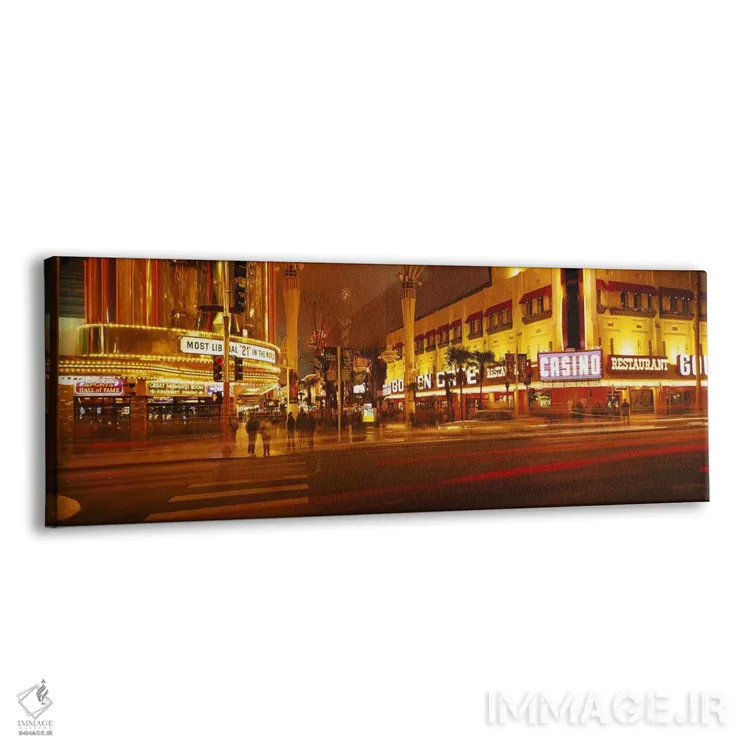 تابلو Las Vegas, Nevada, USA,کازینوی نورپردازیشده در شب، خیابان فریمانت، لاس وگاس، نوادا، آمریکا اثر پانورامیک ایمجز (استودیو عکاسی عریض) - نمای پرسپکتیو محصول