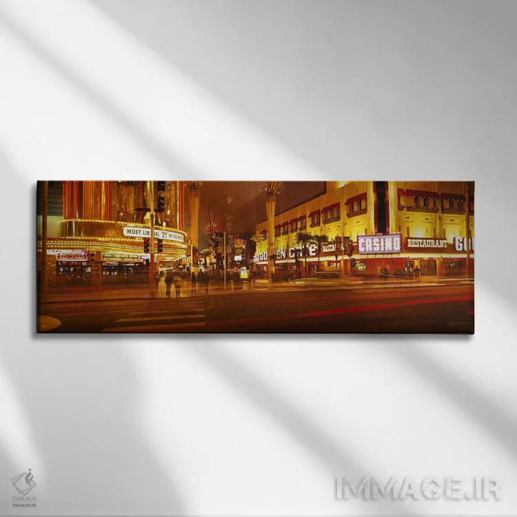 تابلو Las Vegas, Nevada, USA,کازینوی نورپردازیشده در شب، خیابان فریمانت، لاس وگاس، نوادا، آمریکا اثر پانورامیک ایمجز (استودیو عکاسی عریض) - نمای روبهرو روی دیوار