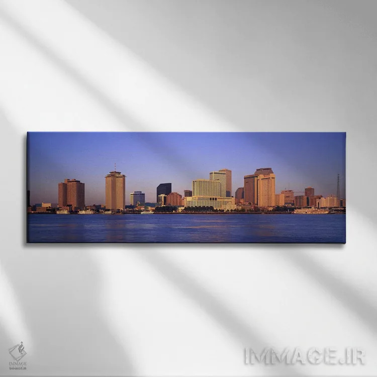 تابلو Skyline, New Orleans, Louisiana, USA,طلوع آفتاب، افق شهر، نیواورلئان، لوئیزیانا، آمریکا اثر پانورامیک ایمجز (استودیو عکاسی عریض) - نمای روبهرو روی دیوار