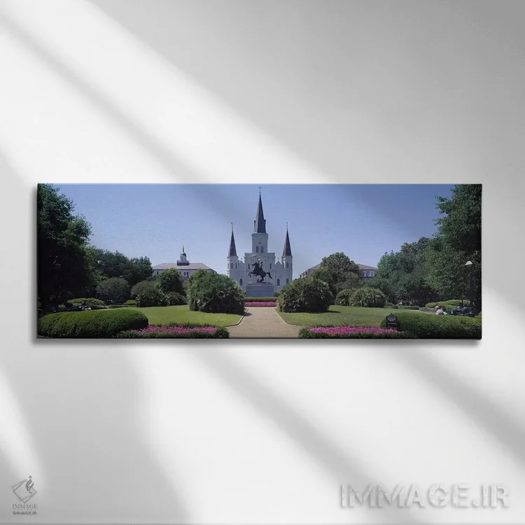 تابلو کلیسای جامع سنت لوئی، میدان جکسون، نیواورلئان، لوئیزیانا، آمریکا اثر پانورامیک ایمجز (استودیو عکاسی عریض) - نمای روبهرو روی دیوار