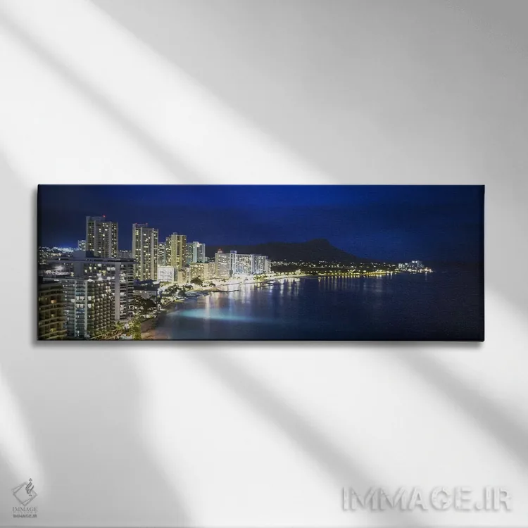 تابلو Waikiki, Honolulu, Oahu, Hawaii, USA,ساختمانها در ساحل وایکیکی، هونولولو، اوآهو، هاوایی، آمریکا اثر پانورامیک ایمجز (استودیو عکاسی عریض) - نمای روبهرو روی دیوار