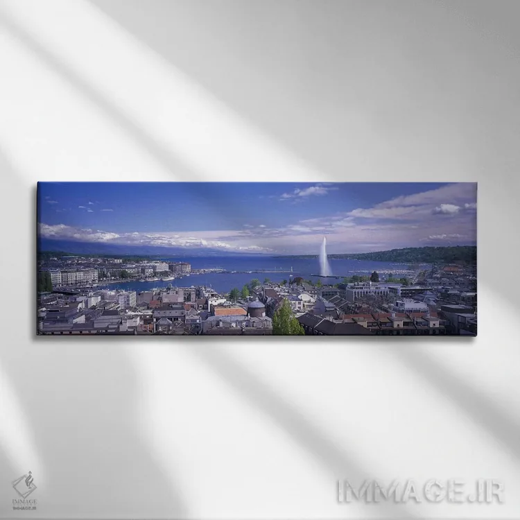 تابلو Lake Geneva, Geneva, Switzerland,چشمانداز ساحلی، دریاچه ژنو، ژنو، سوئیس اثر پانورامیک ایمجز (استودیو عکاسی عریض) - نمای روبهرو روی دیوار