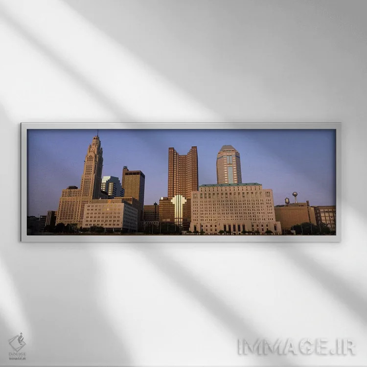 تابلو Columbus, Franklin County, Ohio, USA,ساختمانها در یک شهر، کلمبوس، شهرستان فرانکلین، اوهایو، آمریکا اثر پانورامیک ایمجز (استودیو عکاسی عریض) - نمای قابدار سفید