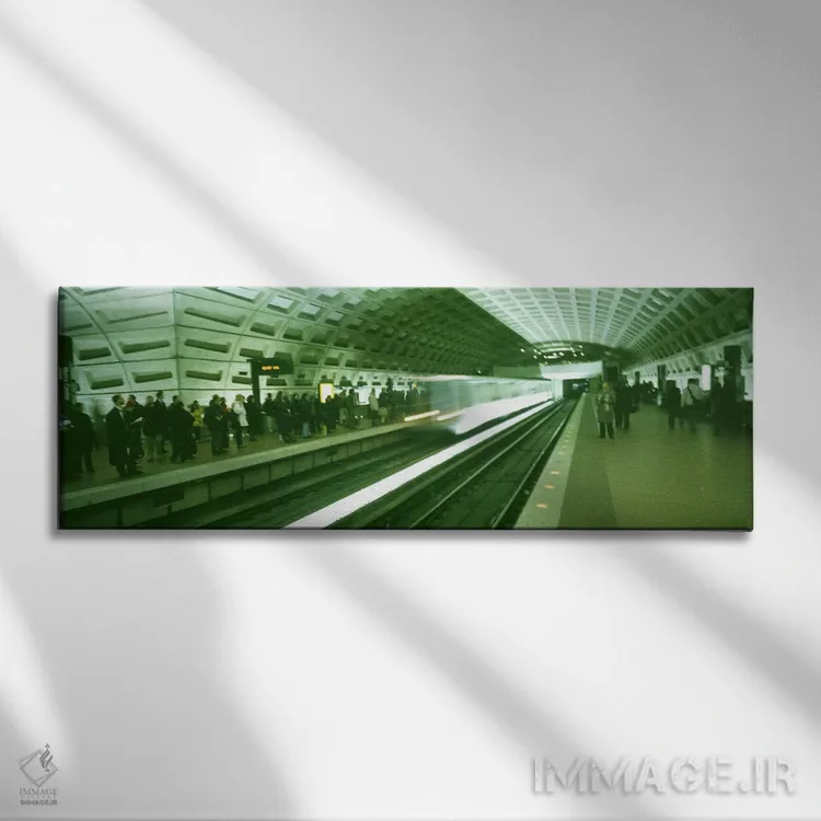 تابلو ایستگاه مترو، واشنگتن دیسی، آمریکا اثر پانورامیک ایمجز (استودیو عکاسی عریض) - نمای روبهرو روی دیوار
