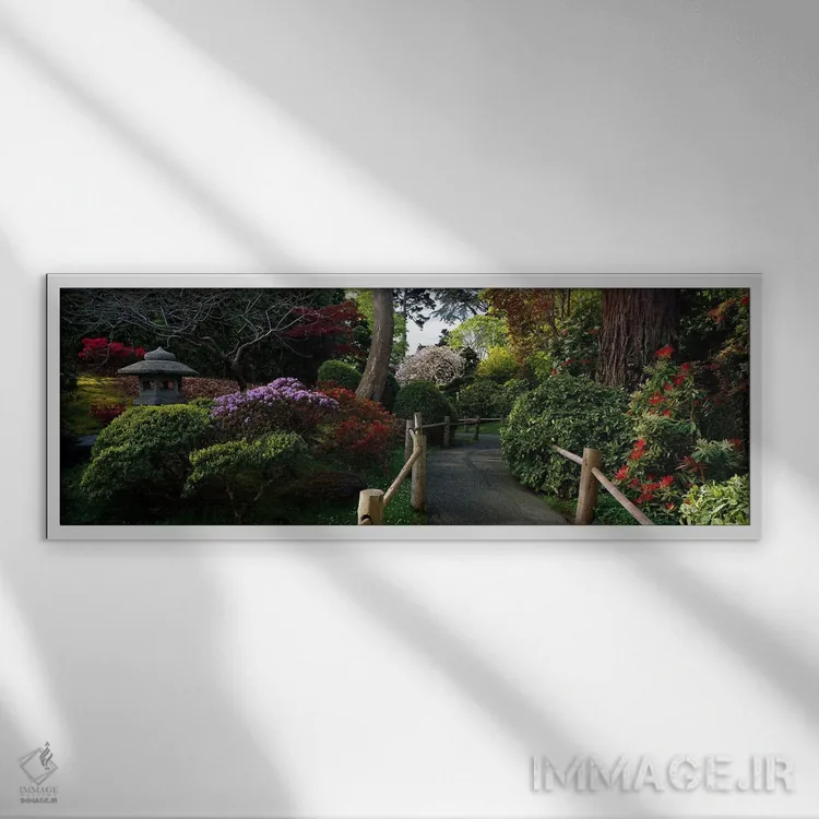 تابلو San Francisco, California, USA,باغ چای ژاپنی، سانفرانسیسکو، کالیفرنیا، آمریکا اثر پانورامیک ایمجز (استودیو عکاسی عریض) - نمای قابدار سفید