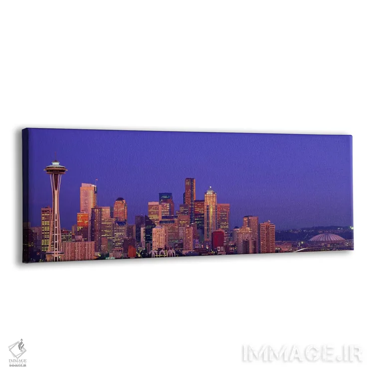 تابلو Washington, Seattle, cityscape at twilight,آمریکا، واشینگتن، سیاتل، منظره شهر در گرگ‌ومیش اثر پانورامیک ایمجز (استودیو عکاسی عریض) - نمای پرسپکتیو محصول
