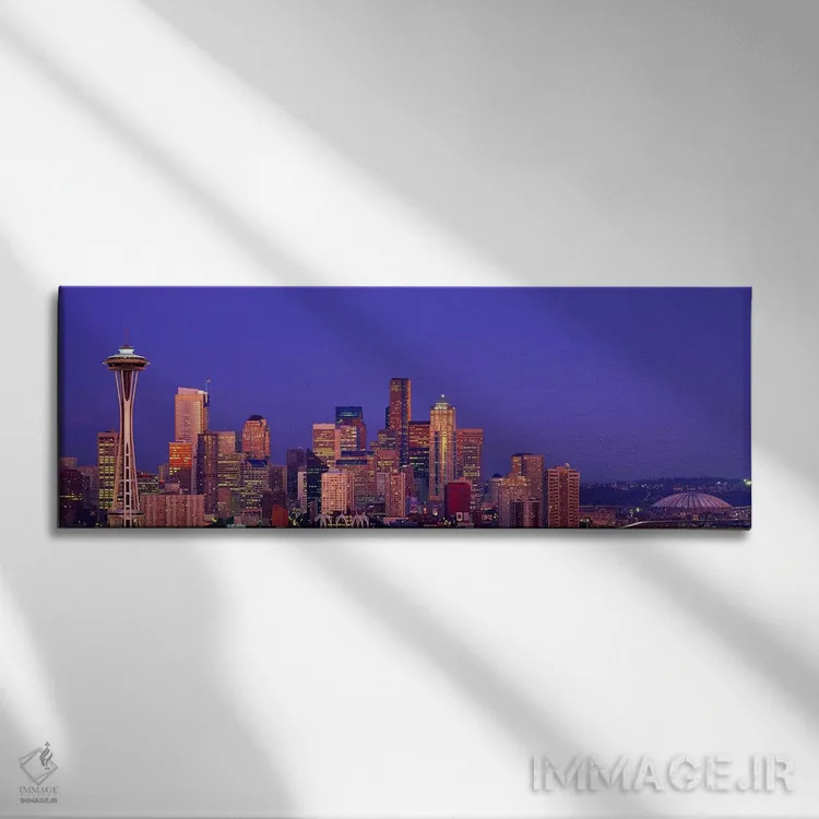 تابلو Washington, Seattle, cityscape at twilight,آمریکا، واشینگتن، سیاتل، منظره شهر در گرگومیش اثر پانورامیک ایمجز (استودیو عکاسی عریض) - نمای روبهرو روی دیوار