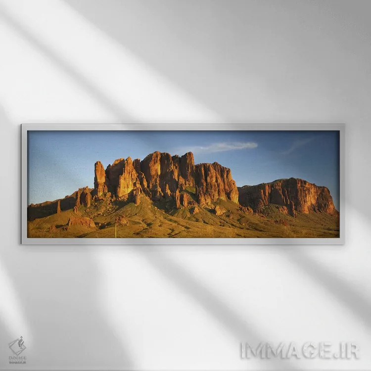 تابلو Superstition Wilderness Area, Tonto National Forest, Arizona, USA,کوه سوپراستیشن، محدوده وحشی سوپراستیشن، جنگل ملی تونتو، آریزونا، آمریکا اثر پانورامیک ایمجز (استودیو عکاسی عریض) - نمای قابدار سفید
