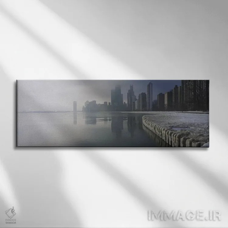 تابلو Lake Michigan, Navy Pier, Michigan, Chicago, Cook County, Illinois, USA,ساختمانها در ساحل، دریاچه میشیگان، اسکله نیروی دریایی، میشیگان، شیکاگو، شهرستان کوک، ایلینوی، آمریکا اثر پانورامیک ایمجز (استودیو عکاسی عریض) - نمای روبهرو روی دیوار