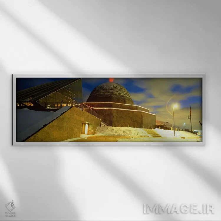 تابلو Adler Planetarium, Chicago, Illinois, USA,موزه نورپردازیشده در غروب، سیارهنمای آدلر، شیکاگو، ایلینوی، آمریکا اثر پانورامیک ایمجز (استودیو عکاسی عریض) - نمای قابدار سفید