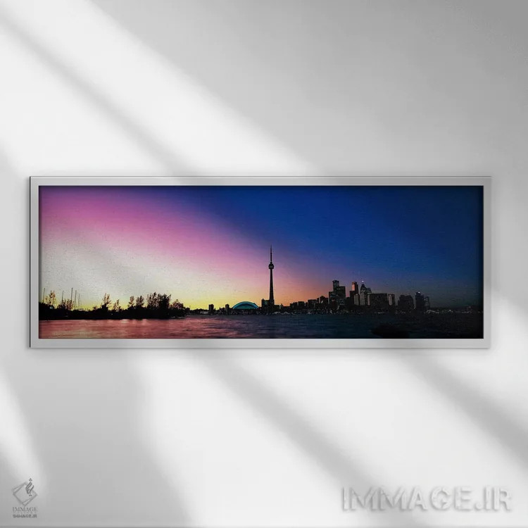 تابلو افق برج CN و اسکایدوم، تورنتو، انتاریو، کانادا اثر پانورامیک ایمجز (استودیو عکاسی عریض) - نمای قابدار سفید