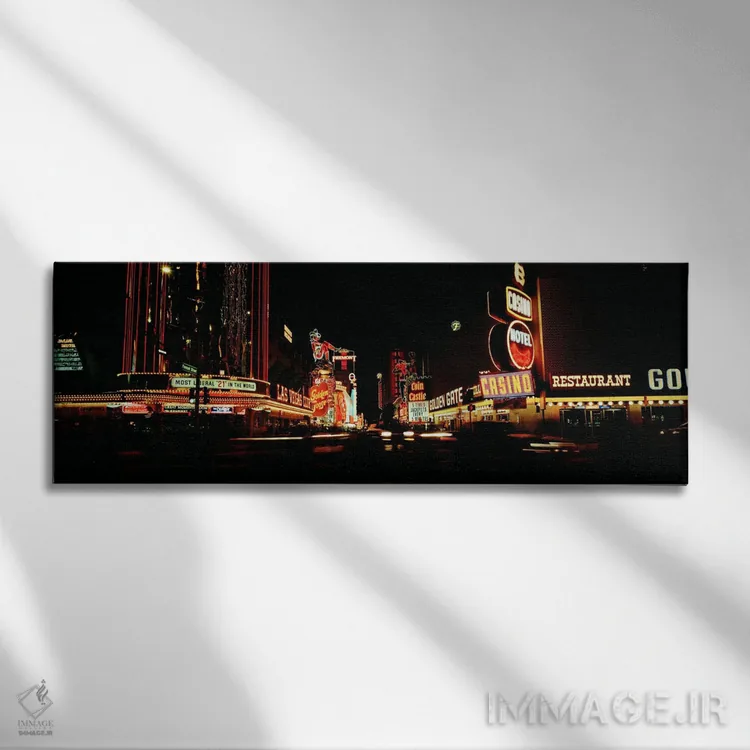 تابلو Fremont St,نئونهای مرکز شهر لاس وگاس، خیابان فریمانت اثر پانورامیک ایمجز (استودیو عکاسی عریض) - نمای روبهرو روی دیوار
