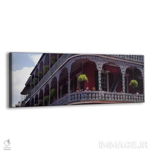 تابلو French Quarter, New Orleans, Louisiana, USA,افراد نشسته در بالکن، منطقه فرانسوی، نیواورلئان، لوئیزیانا، آمریکا اثر پانورامیک ایمجز (استودیو عکاسی عریض) - نمای پرسپکتیو محصول