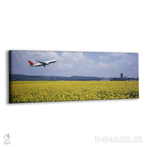 تابلو Zurich (Kloten) Airport, Zurich, Switzerland,هواپیمای در حال ترک فرودگاه، فرودگاه زوریخ (کلوتن)، زوریخ، سوئیس اثر پانورامیک ایمجز (استودیو عکاسی عریض) - نمای پرسپکتیو محصول