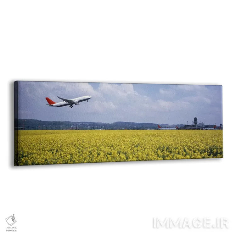 تابلو Zurich (Kloten) Airport, Zurich, Switzerland,هواپیمای در حال ترک فرودگاه، فرودگاه زوریخ (کلوتن)، زوریخ، سوئیس اثر پانورامیک ایمجز (استودیو عکاسی عریض) - نمای پرسپکتیو محصول