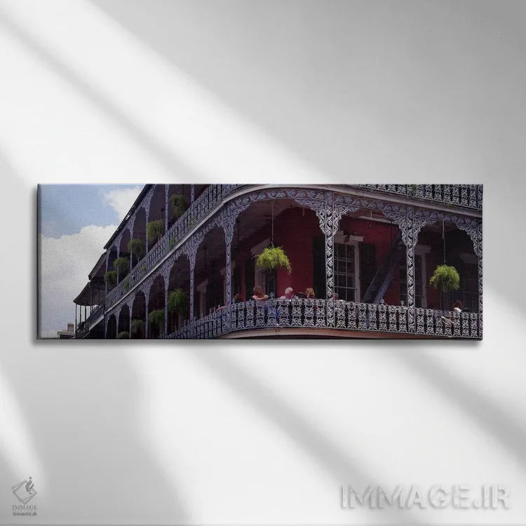 تابلو French Quarter, New Orleans, Louisiana, USA,افراد نشسته در بالکن، منطقه فرانسوی، نیواورلئان، لوئیزیانا، آمریکا اثر پانورامیک ایمجز (استودیو عکاسی عریض) - نمای روبهرو روی دیوار
