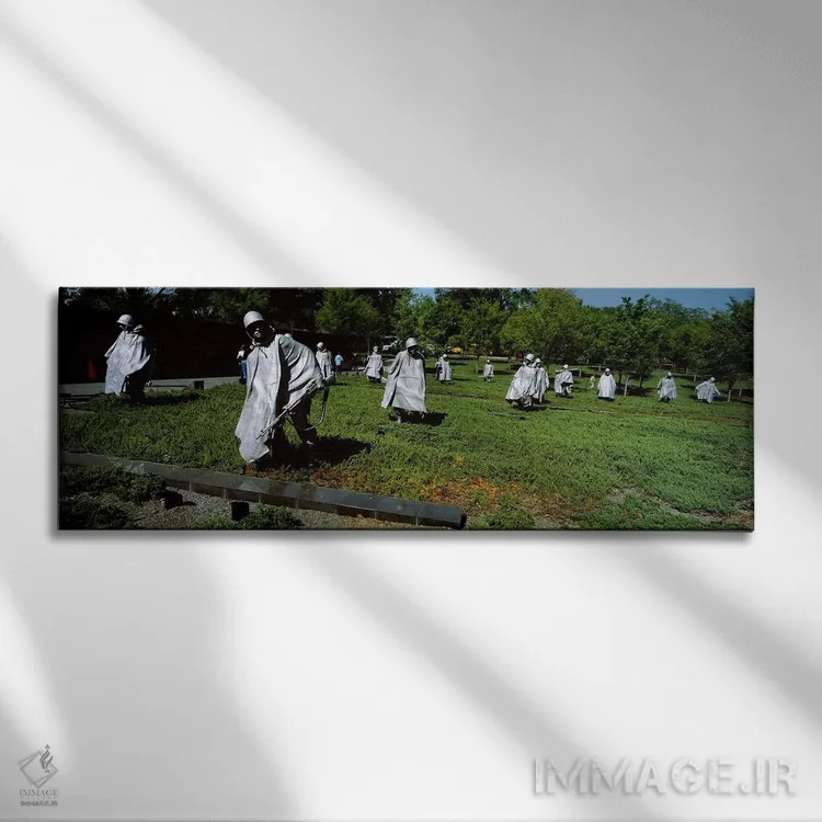 تابلو Washington DC, Korean War Memorial, Statues in the field,آمریکا، واشنگتن دیسی، یادبود جنگ کره، مجسمهها در میدان اثر پانورامیک ایمجز (استودیو عکاسی عریض) - نمای روبهرو روی دیوار