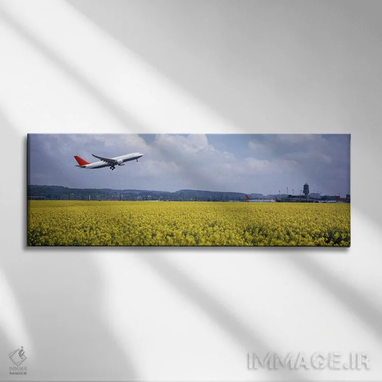 تابلو Zurich (Kloten) Airport, Zurich, Switzerland,هواپیمای در حال ترک فرودگاه، فرودگاه زوریخ (کلوتن)، زوریخ، سوئیس اثر پانورامیک ایمجز (استودیو عکاسی عریض) - نمای روبهرو روی دیوار