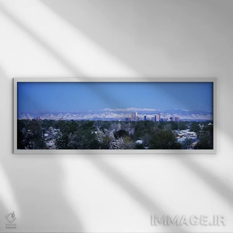 تابلو Denver, Colorado, USA,ساختمانها در یک شهر، دنور، کلرادو، آمریکا اثر پانورامیک ایمجز (استودیو عکاسی عریض) - نمای قابدار سفید
