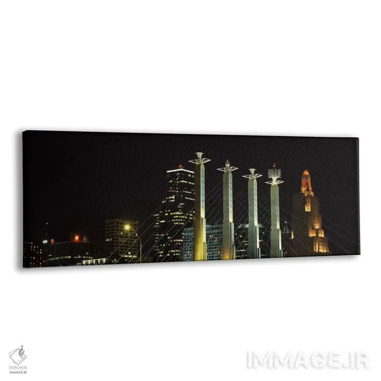 تابلو Kansas City, Jackson County, Missouri, USA,ساختمانهای روشن در شب در شهری، سالن بارتل، کانزاس سیتی، شهرستان جکسون، میزوری، آمریکا اثر پانورامیک ایمجز (استودیو عکاسی عریض) - نمای پرسپکتیو محصول