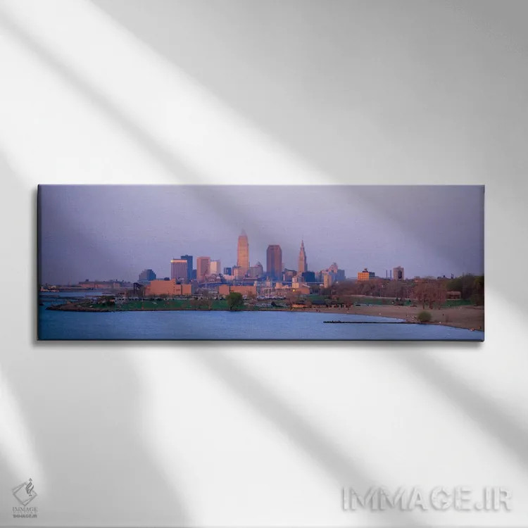 تابلو Cleveland, Ohio, USA #2,ساختمانها در ساحل، کلیولند، اوهایو، آمریکا (شماره ۲) اثر پانورامیک ایمجز (استودیو عکاسی عریض) - نمای روبهرو روی دیوار