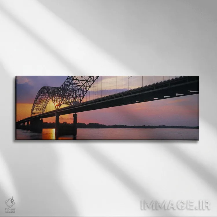 تابلو Memphis, Tennessee, USA,غروب آفتاب پل هرناندز دسوتو و رودخانه میسیسیپی، ممفیس، تنسی، آمریکا اثر پانورامیک ایمجز (استودیو عکاسی عریض) - نمای روبهرو روی دیوار
