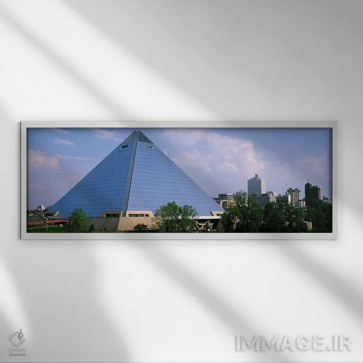 تابلو Memphis, The Pyramid,آمریکا، تنسی، ممفیس، ساختمان پیرامید اثر پانورامیک ایمجز (استودیو عکاسی عریض) - نمای قابدار سفید