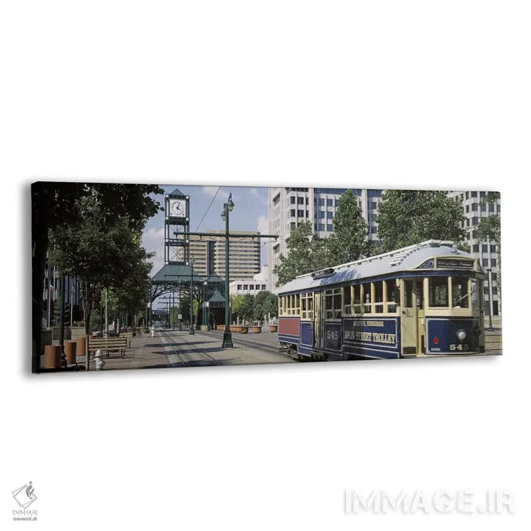 تابلو Memphis, Tennessee, USA,نمایی از تراموا در خیابان شهر، میدان کورت، ممفیس، تنسی، آمریکا اثر پانورامیک ایمجز (استودیو عکاسی عریض) - نمای پرسپکتیو محصول