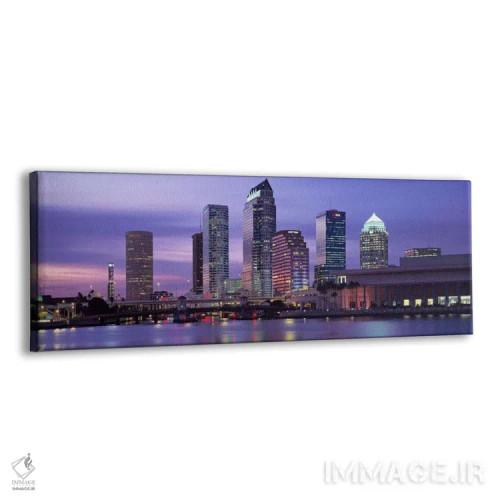 تابلو Tampa, View of an urban skyline at night,آمریکا، فلوریدا، تمپا، نمایی از افق شهری در شب اثر پانورامیک ایمجز (استودیو عکاسی عریض) - نمای پرسپکتیو محصول