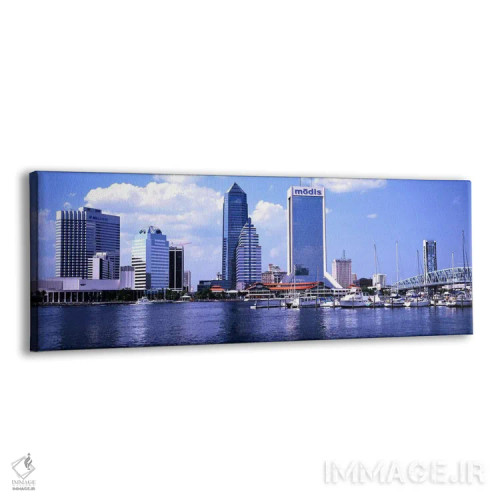 تابلو Main Street Bridge, St. John's River, Jacksonville, Florida, USA,آسمانخراشها کنار آب، پل مین استریت، رودخانه سنت جانز، جکسونویل، فلوریدا، ایالات متحده آمریکا اثر پانورامیک ایمجز (استودیو عکاسی عریض) - نمای پرسپکتیو محصول