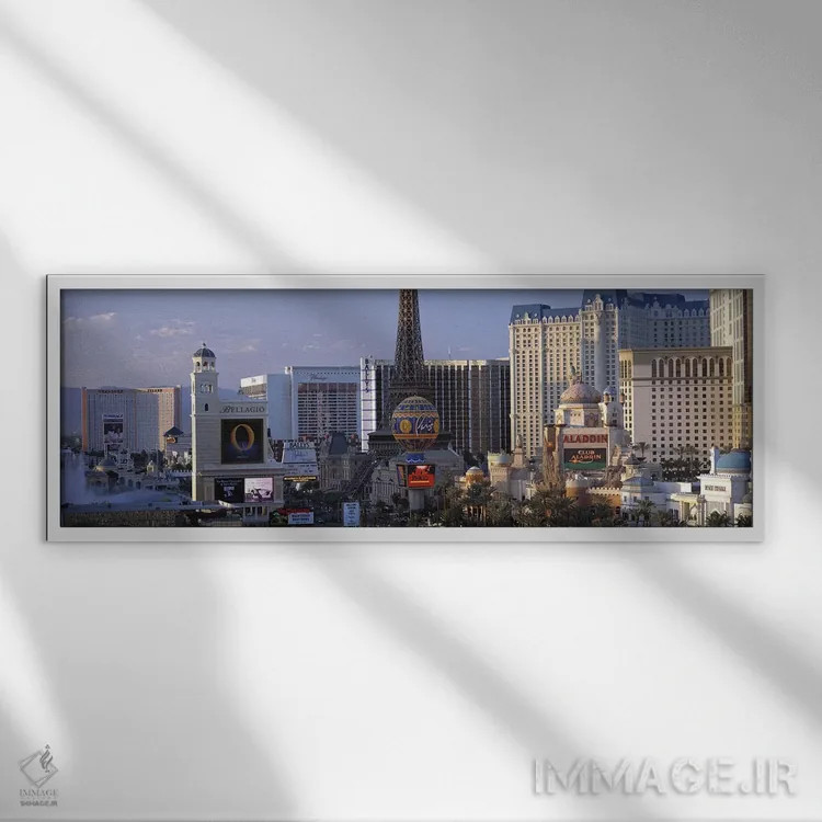 تابلو ناحیه استریپ لاسوگاس، نوادا (۲) اثر پانورامیک ایمجز (استودیو عکاسی عریض) - نمای قابدار سفید
