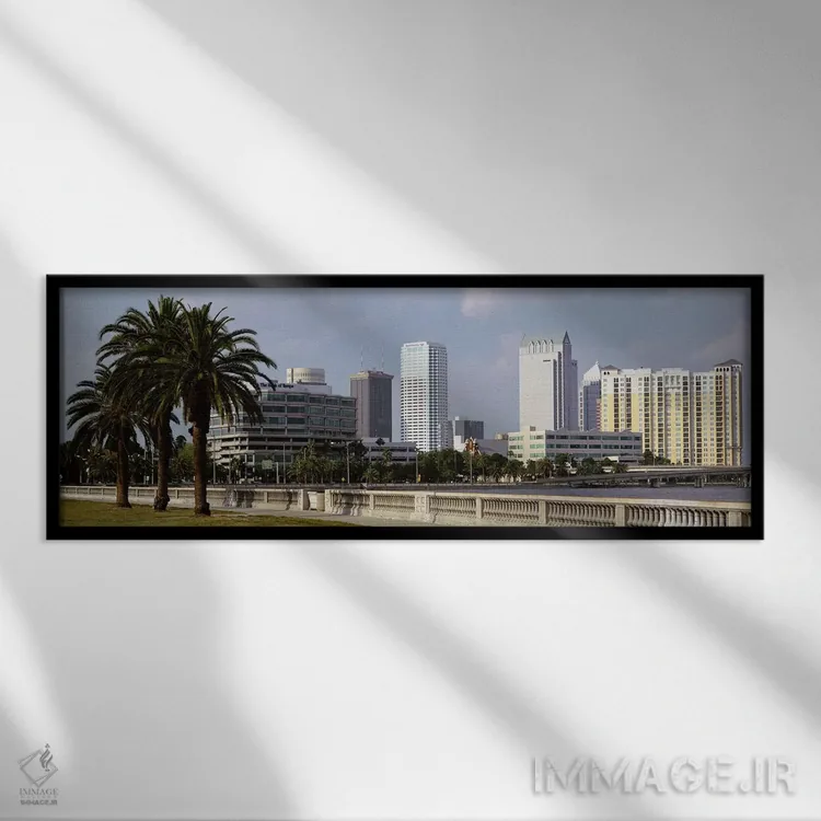 تابلو افق شهر تمپا، فلوریدا، آمریکا اثر پانورامیک ایمجز (استودیو عکاسی عریض) - نمای قابدار مشکی