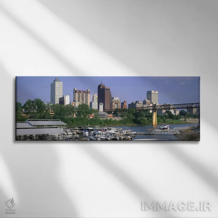 تابلو نمای اسکله مود آیلند و افق ممفیس، تنسی اثر پانورامیک ایمجز (استودیو عکاسی عریض) - نمای روبهرو روی دیوار