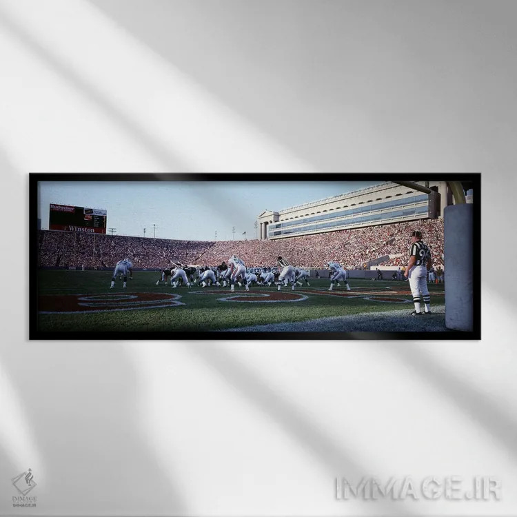 تابلو Soldier Field, Chicago, Illinois, USA,بازی فوتبال آمریکایی، زمین سولجر فیلد، شیکاگو، ایلینوی، ایالات متحده آمریکا اثر پانورامیک ایمجز (استودیو عکاسی عریض) - نمای قابدار مشکی