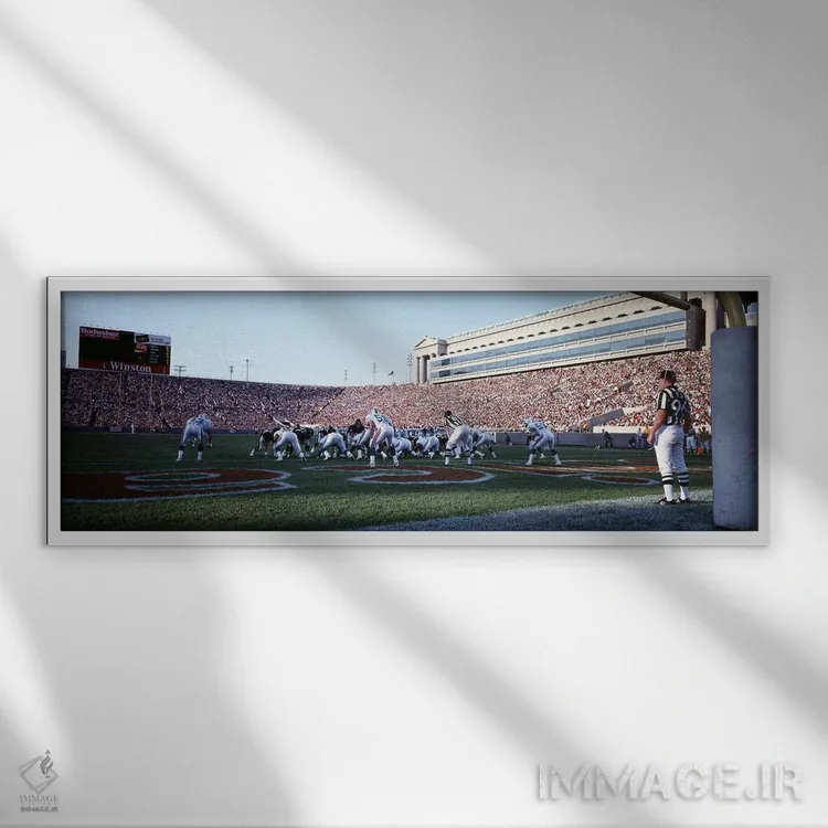 تابلو Soldier Field, Chicago, Illinois, USA,بازی فوتبال آمریکایی، زمین سولجر فیلد، شیکاگو، ایلینوی، ایالات متحده آمریکا اثر پانورامیک ایمجز (استودیو عکاسی عریض) - نمای قابدار سفید