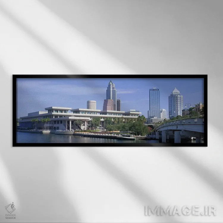 تابلو Skyline, Tampa, Florida, USA,مرکز همایش تامپا و نمای افق شهر، تامپا، فلوریدا، ایالات متحده آمریکا اثر پانورامیک ایمجز (استودیو عکاسی عریض) - نمای قابدار مشکی