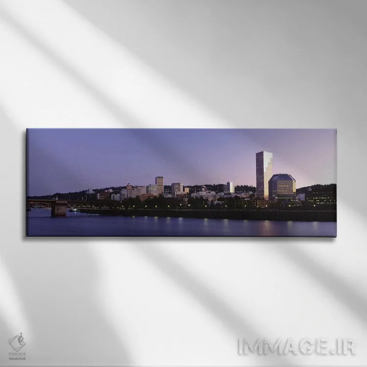 تابلو Portland, Oregon, USA #2,ساختمانهای کنار آب، پورتلند، اورگان، ایالات متحده آمریکا (۲) اثر پانورامیک ایمجز (استودیو عکاسی عریض) - نمای روبهرو روی دیوار