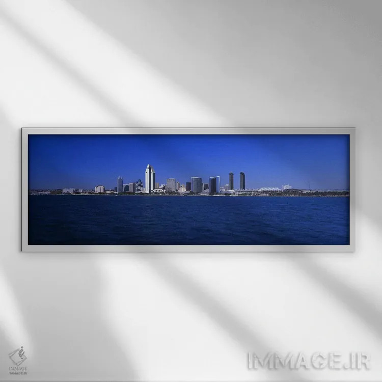 تابلو San Diego, California, USA,آسمانخراشها در شهر، سندیگو، کالیفرنیا، ایالات متحده آمریکا اثر پانورامیک ایمجز (استودیو عکاسی عریض) - نمای قابدار سفید