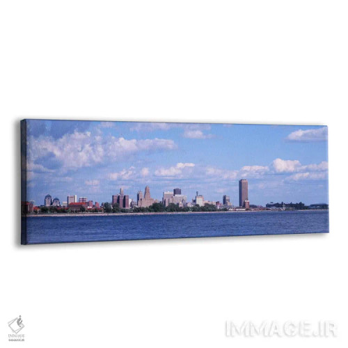 تابلو Buffalo, Niagara River, Erie County, New York State, USA,ساختمانهای کنار ساحل، بوفالو، رود نیگارا، شهرستان ایری، ایالت نیویورک، ایالات متحده آمریکا اثر پانورامیک ایمجز (استودیو عکاسی عریض) - نمای پرسپکتیو محصول