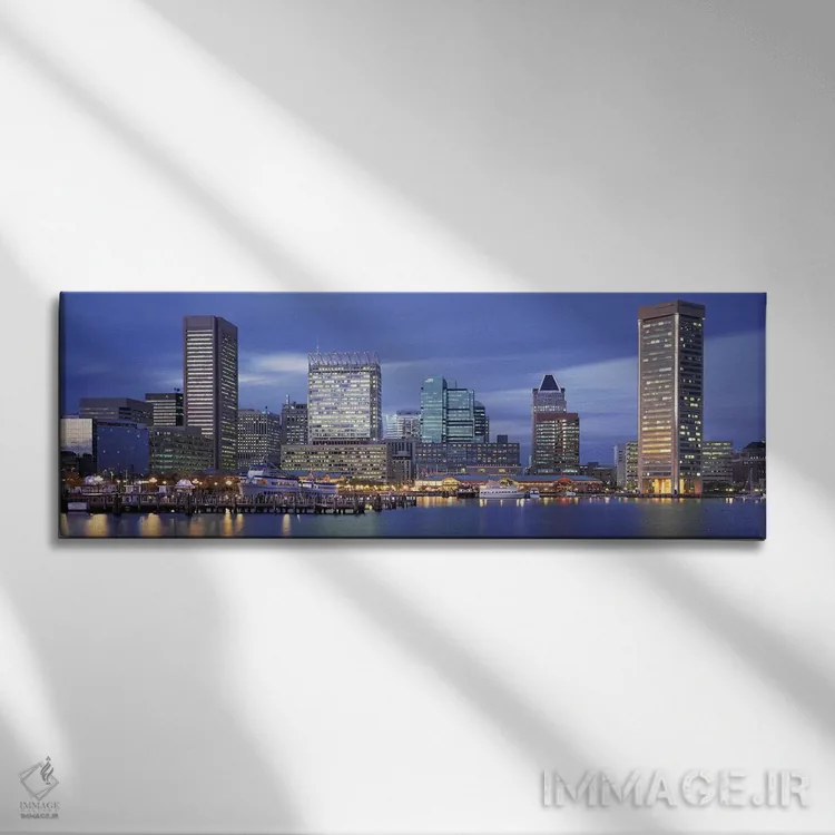 تابلو Baltimore, Maryland, USA,نمای پانورامای افق شهری در گرگ و میش، بالتیمور، مریلند، ایالات متحده آمریکا اثر پانورامیک ایمجز (استودیو عکاسی عریض) - نمای روبهرو روی دیوار