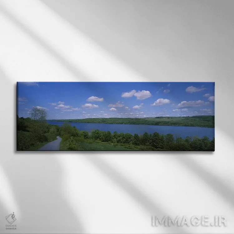 تابلو Owasco Lake, Finger Lakes Region, New York State, USA,جادهای نزدیک دریاچه، دریاچه اوواسکو، منطقه فینگر لیکس، ایالت نیویورک، ایالات متحده آمریکا اثر پانورامیک ایمجز (استودیو عکاسی عریض) - نمای روبهرو روی دیوار