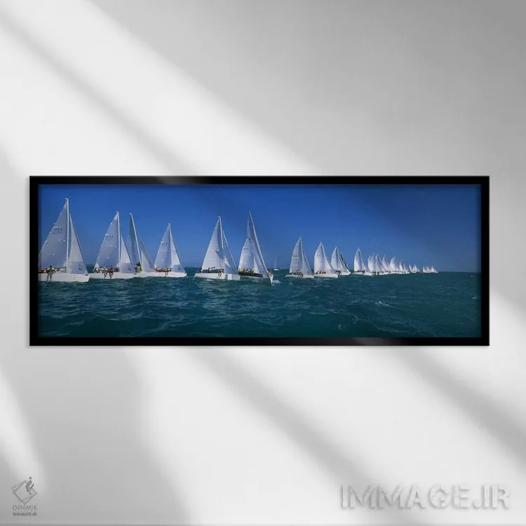 تابلو Florida, USA,مسابقه قایق بادبانی در اقیانوس، کیوست، فلوریدا، ایالات متحده آمریکا اثر پانورامیک ایمجز (استودیو عکاسی عریض) - نمای قابدار مشکی