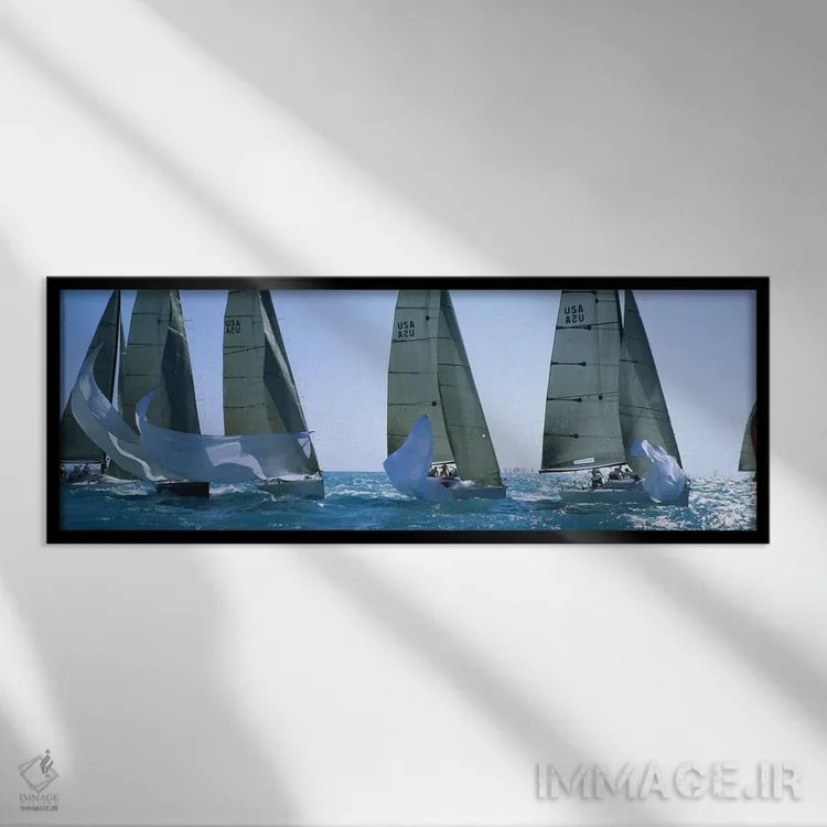 تابلو Florida, USA,مسابقه قایق بادبانی در اقیانوس، کیوست، فلوریدا، ایالات متحده آمریکا اثر پانورامیک ایمجز (استودیو عکاسی عریض) - نمای قابدار مشکی