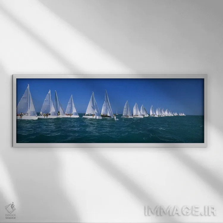 تابلو Florida, USA,مسابقه قایق بادبانی در اقیانوس، کیوست، فلوریدا، ایالات متحده آمریکا اثر پانورامیک ایمجز (استودیو عکاسی عریض) - نمای قابدار سفید