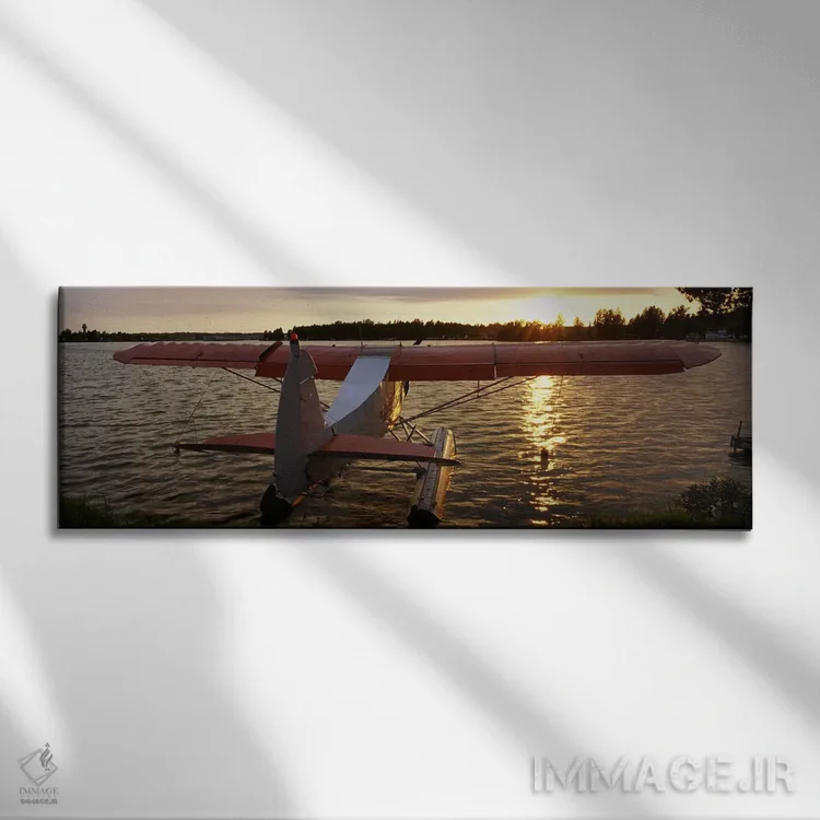 تابلو Lake Spenard, Anchorage, Alaska, USA,نمای بالا از هواپیمای دریایی، دریاچه اسپنارد، انکوریج، آلاسکا، ایالات متحده آمریکا اثر پانورامیک ایمجز (استودیو عکاسی عریض) - نمای روبهرو روی دیوار