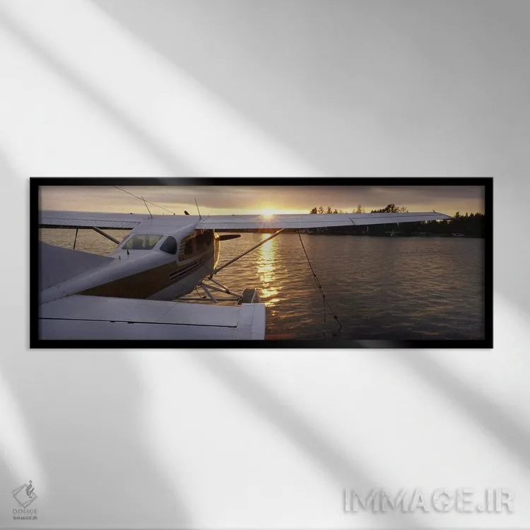 تابلو Anchorage, Alaska, USA,نمای بالا از هواپیمای دریایی، دریاچه اسپنارد، انکوریج، آلاسکا، ایالات متحده آمریکا اثر پانورامیک ایمجز (استودیو عکاسی عریض) - نمای قابدار مشکی