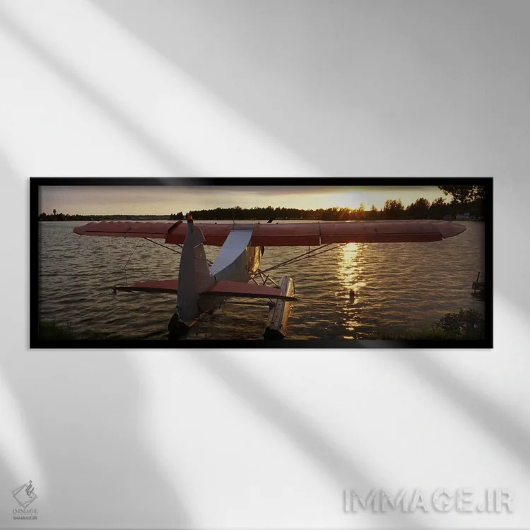 تابلو Lake Spenard, Anchorage, Alaska, USA,نمای بالا از هواپیمای دریایی، دریاچه اسپنارد، انکوریج، آلاسکا، ایالات متحده آمریکا اثر پانورامیک ایمجز (استودیو عکاسی عریض) - نمای قابدار مشکی