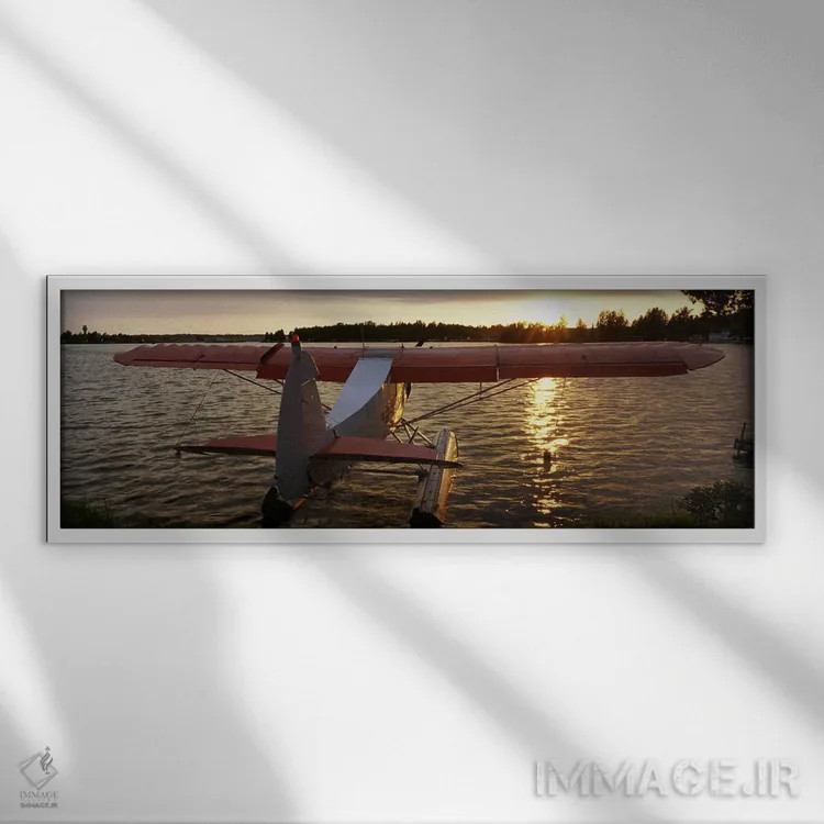 تابلو Lake Spenard, Anchorage, Alaska, USA,نمای بالا از هواپیمای دریایی، دریاچه اسپنارد، انکوریج، آلاسکا، ایالات متحده آمریکا اثر پانورامیک ایمجز (استودیو عکاسی عریض) - نمای قابدار سفید